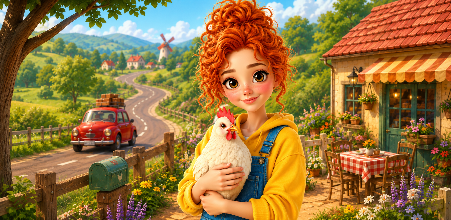 Cozy Chicken Cafe: Lane Side game banner showing the roadside cafe