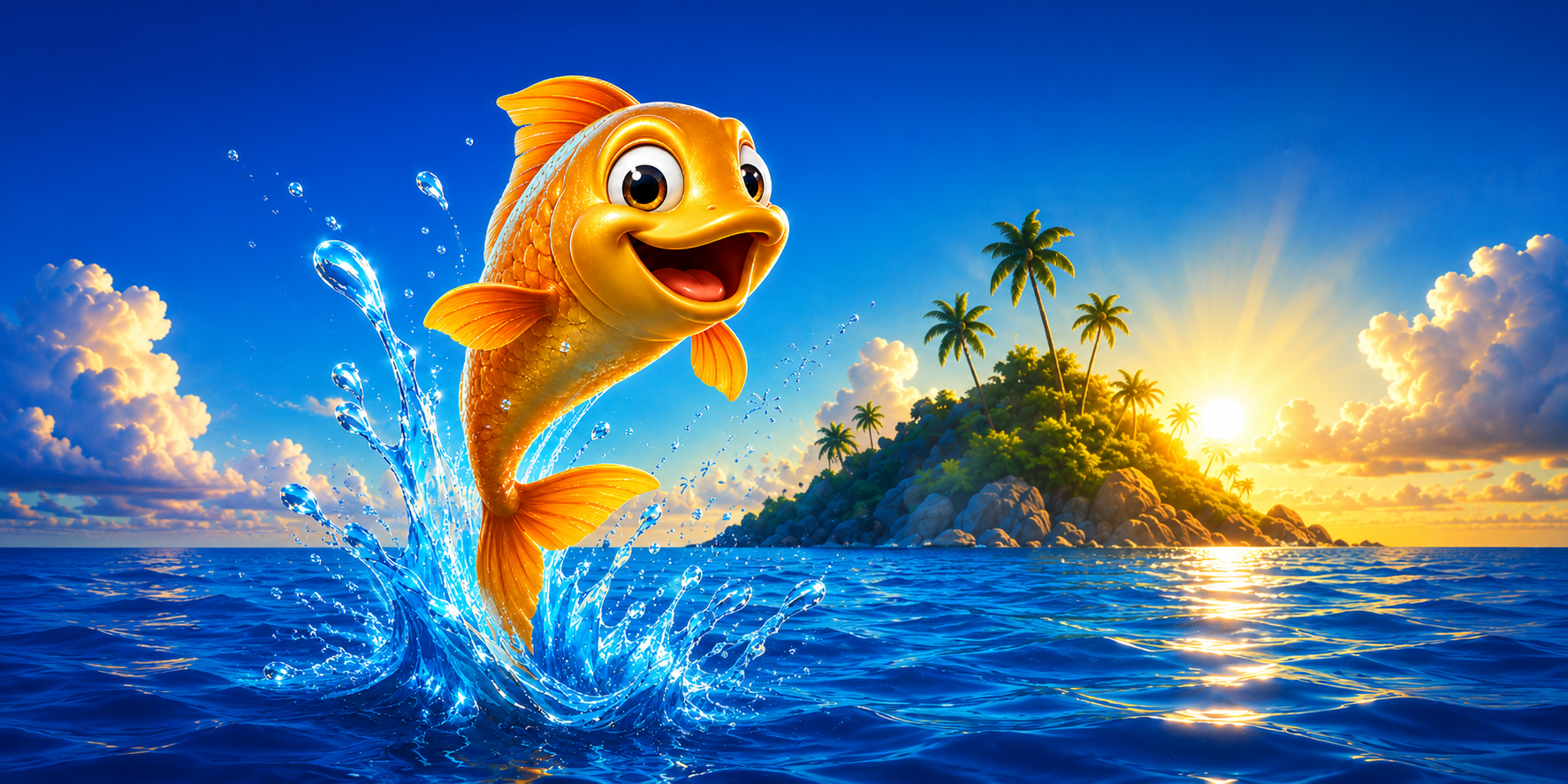 Fishiines Explorer Companions game banner showing ocean landscapes