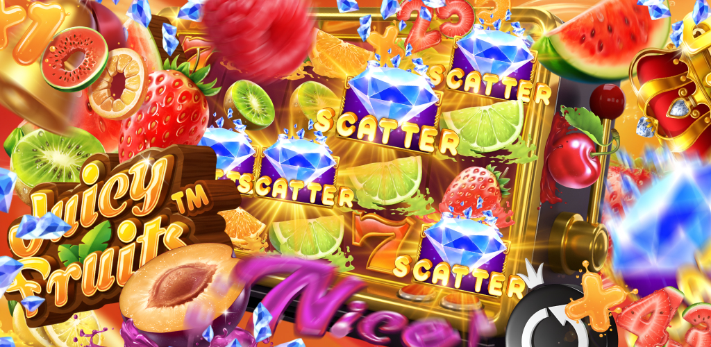 Juicy Fruits game banner showing vibrant card layouts on Android