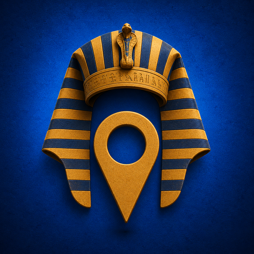 Mystic Pharaoh Ruins Sands game banner showing ancient Egyptian pyramids and ruins