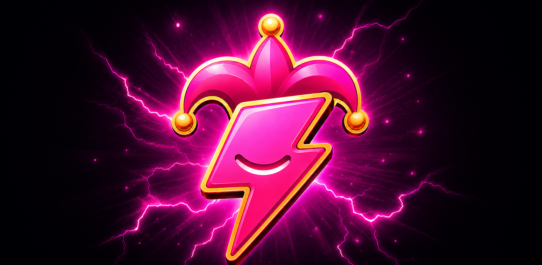 Pink Joke Booster game banner showing neon joke cards and mascot
